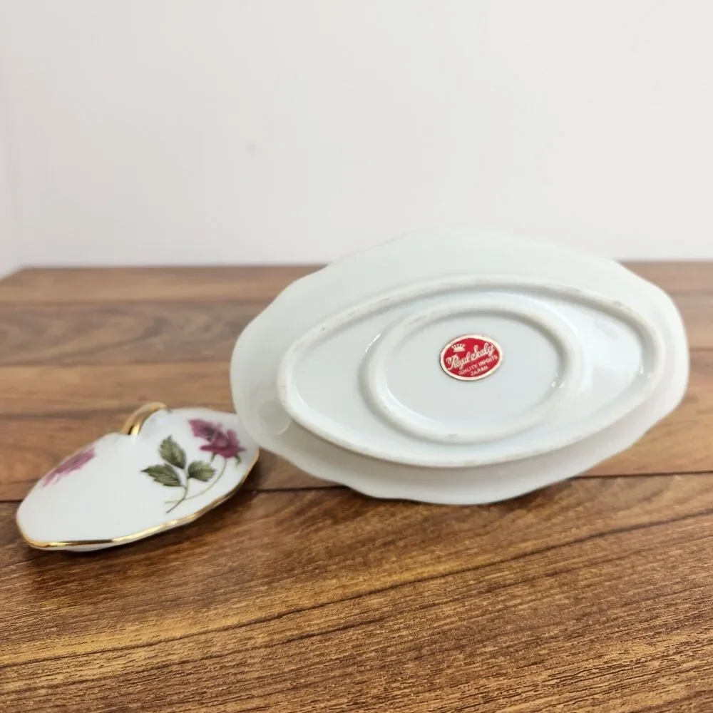 Vintage Royal Sealy Rose Floral sugar bowl White Bone China Floral Flowers